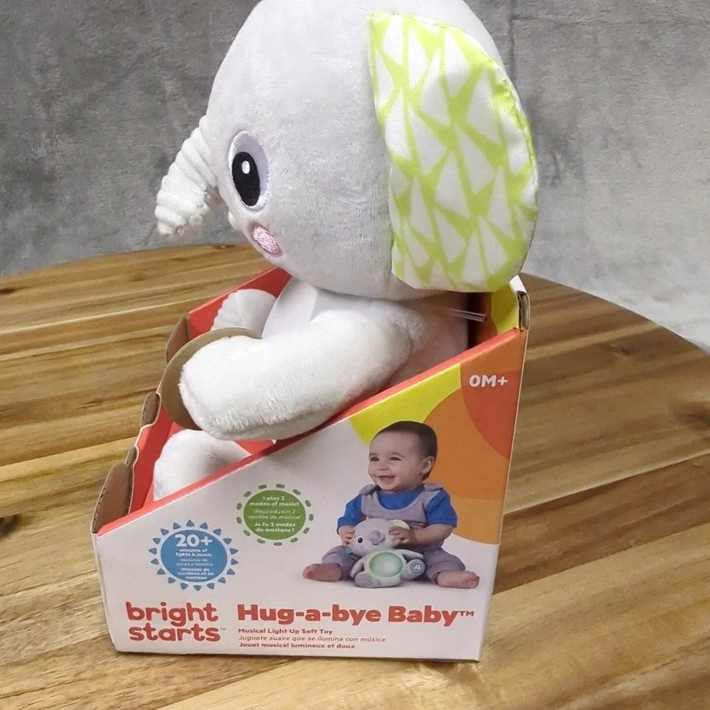 Bright Starts Hug-a-Bye Baby Elephant Stuffed Animal Musical Light‎ Up Soft Toy